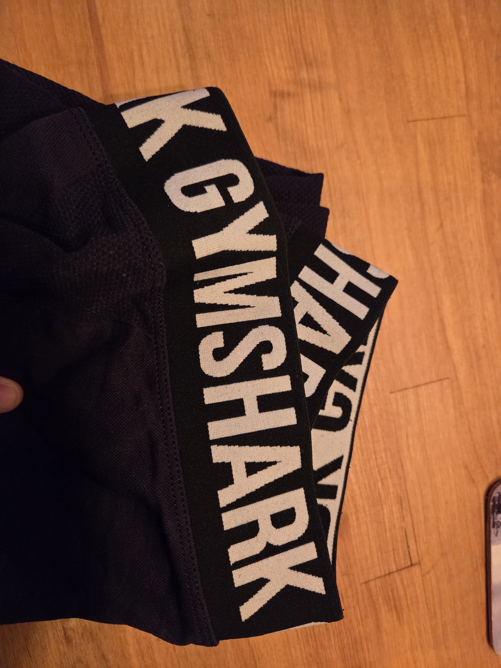 Gymshark Black Leggings with White Logo Waistband